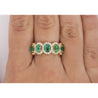 2.11 Carat Oval Cut Emerald and Diamond Wedding Band in 18K Gold