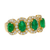 2.29 Carat Oval Cut Emerald and Diamond Wedding Band in 18K Gold