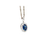 2.41 Carat Sapphire Diamond Halo 14K Gold Pendant Necklace