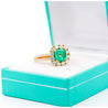 2.48 Carat TW Colombian Emerald & Diamond Halo Ring in 18K Gold 2-Row Setting