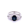 2.50 Carat Oval Cut Blue Sapphire in 14k White Gold Ring