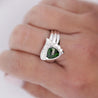 2.50 Carat Triangle Checkerboard Tsavorite & Diamond White Gold Statement Ring