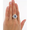 2.56 Carat No Heat Kashmir Blue Sapphire in Platinum Diamond Halo Ring