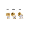 2.5mm Diamond in 14K Gold Flat Back Singe Stud Earring