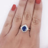 2.8 Carat Oval Blue Sapphire and Diamond Ballerina Halo Ring