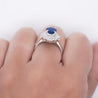 2.8 Carat Oval Blue Sapphire and Diamond Ballerina Halo Ring