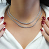 3 Carat Round Diamond Platinum Graduated Tennis Necklace