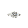 3 Carat Round Lab Grown Diamond With Baguette Diamond Side Stones in Vintage Platinum Ring