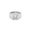 3.03 Carat Radiant Cut Diamond East West Ring 14K White