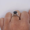 3.10 Carat Blue Sapphire and Diamond with Filigree Split Shank Band Ring