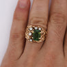 3.5 Carat Green Tourmaline 14K Gold Nugget Mens Ring