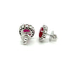 3.5 Carat No Heat Oval Cut Ruby Earrings With Round Diamond Halo