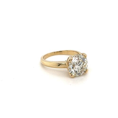 3.59 Carat Round Cut Lab Grown Diamond Solitaire Ring in 14K Yellow Gold