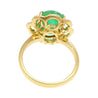 3.6 Carat Cabochon Emerald and Diamond Flower Halo 18K Gold Ring