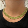 45 Carat Green Peridot Cluster Choker Necklace in 14K Yellow Gold