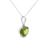 4.09 Carat Peridot Pendant Necklace in 18K White Gold Cable Chain