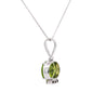 4.09 Carat Peridot Pendant Necklace in 18K White Gold Cable Chain