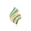 4.42 Carat Emerald & Diamond Pave 18K Gold Bypass Cluster Ring