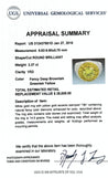4.44 Carat Round Cut Yellow Diamond 18K Gold Halo Mens Ring