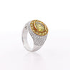 4.44 Carat Round Cut Yellow Diamond 18K Gold Halo Mens Ring