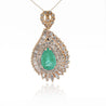 4.5 Carat Pear Cut Colombian Emerald & Diamond 18K Pendant Necklace