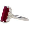 4.67 Carat Red Tourmaline and Trillion Diamond Three Stone Platinum Ring