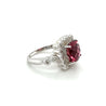 5.20 Carat Cushion Checkerboard Cut Pink Tourmaline & Diamond Ring in 18K White Gold