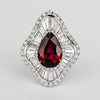 5.3 Carat Pear Cut Ruby & Baguette Diamond Ballerina White Gold Ring