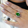 5.32 Carat Natural Jadeite Jade and Diamond Filigree Platinum Ballerina Ring