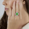 5.32 Carat Type A Jadeite Jade and Diamond Halo Ring in 18K White Gold