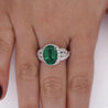 5.5 Carat Oval Cut Emerald & Diamond 18K White Gold Filigree Crossover Ring