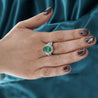 5.5 Carat Oval Cut Emerald & Diamond 18K White Gold Filigree Crossover Ring