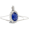 5.83 Carat Oval No Heat Sri Lanka Blue Sapphire & Diamond Pendant in Platinum