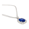 5.83 Carat Oval No Heat Sri Lanka Blue Sapphire & Diamond Pendant in Platinum