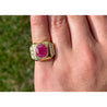 6.20 Carat GRS certified Ruby Mens Ring in 14k Yellow Gold