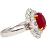 6.39 Carat Vivid Red "Pigeons Blood" Oval Cut Burma Ruby and Diamond Ring