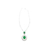 6.42 Carat Oval Emerald Drop & Diamond Halo Pendant Necklace