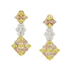 7.50ct Tricolor Diamond Drop Earrings in 18K White, Yellow, Rose Gold