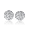 8MM-10MM Circular Round Diamond Cluster Disc Stud Earrings in 18k White Gold