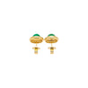 8.47 Carat Cabochon Emerald and Diamond Halo Earrings in 18K Gold