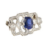 8.64 Carat AGL Certified Ceylon Cushion Cut Blue Sapphire and Diamond Brooch Pin