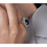 9 Carat No Heat Ceylon Blue Sapphire and Old Euro Cut Diamond Ring in 14K