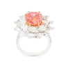 9.10 Carat Ceylon No Heat Padparadscha Pinkish Orange Sapphire and Diamond Ring