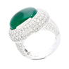 AGL Certified 10 Carat Cabochon Cut Minor Oil Emerald and Diamond Cluster Ring in 18K White Gold