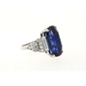 AGL Certified 13.81 Carat Ceylon No Heat Blue Sapphire Platinum Vintage Ring