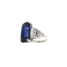 AGL Certified 13.81 Carat Ceylon No Heat Blue Sapphire Platinum Vintage Ring