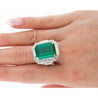 AGL Certified 15.78 Carat No Oil Emerald and Half Moon Cut Diamond Ring