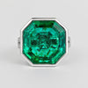 AGL Certified 17 Carat Octagonal Cut Minor Oil Colombian Emerald Ring