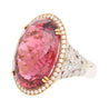 AGL Certified 28.29 Carat No Heat Purplish Pink Tourmaline & Diamond Ring