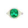 AGL Certified 3.52ct Cushion Colombian Emerald Half Moon Diamond Ring